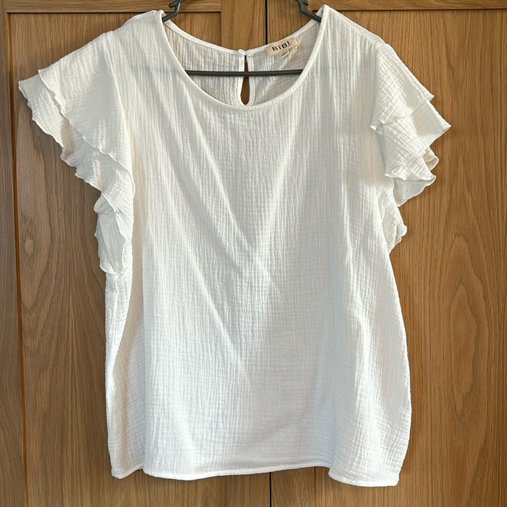 White Muslin Top Size L
